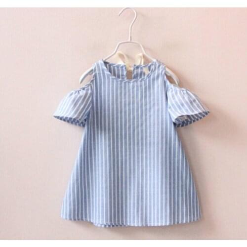 Toddler Kids Baby Girls Dress Summer Casual Striped Short Sleeve A-line Dresses Children Princess Sundress 2-7Y