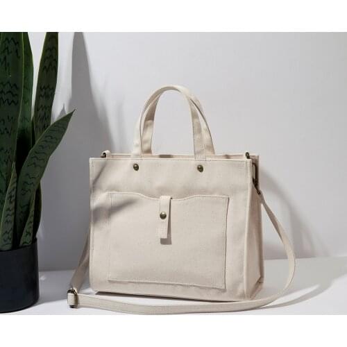 Simple and elegant portable messenger bag fashion canvas bag female bag Japanese and Korean wild senior handbag female