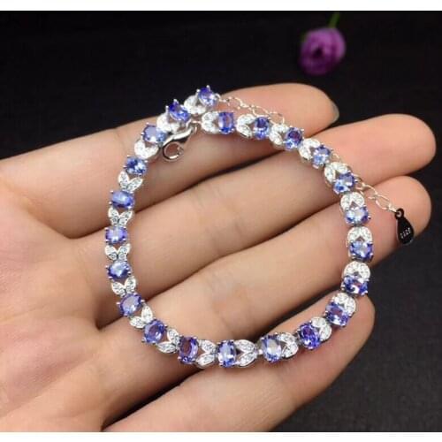 Simple gemstone, multi style and natural natural Tanzania bracelet can adjust 925 silver