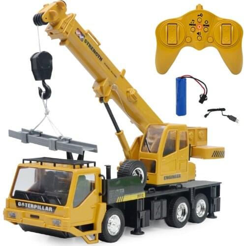 RC Construction Truck Crane Rechargeable Remote Control Lifting Simulation Engineering Childrens Toy Model