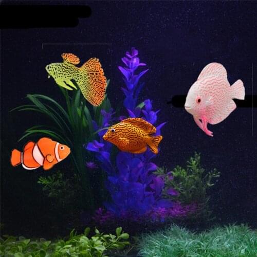 Fish Ornament Aquarium Decoration Artificial Fake Fish Luminous Tropical Fish Decor Silicone Fake Fish Floating Vivid Landscape