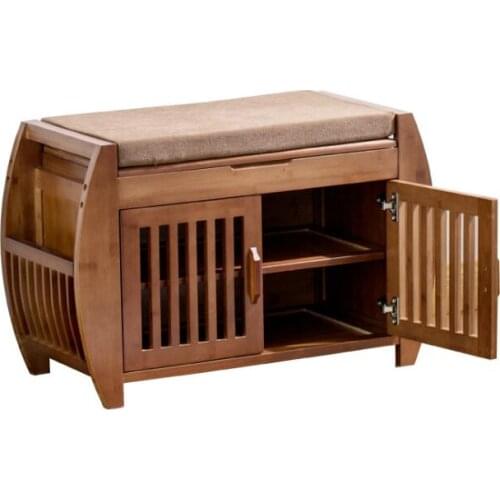 100% Natural Bamboo Shoe Rack Storage Cabinet With 2-Door Hallway Entryway Furniture Organizer Storage Entrance Cabinet Stand