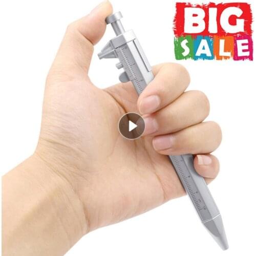 0-100MM Vernier Caliper Tool Multifunction Pen Ballpoint Pen Silver Vernier Caliper Creative School Gifts Marker Pen Hand Tools