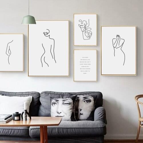 Nordic Style Modern Minimalist Character Line Art Abstract Poster Sofa Home Wall Decoration Painting Canvas Print Painting Core