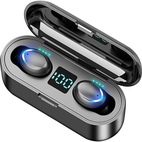 Sports headphones F9-5 touch Bluetooth headset 5.0 digital display TWS Bluetooth headset led digital display breathing light