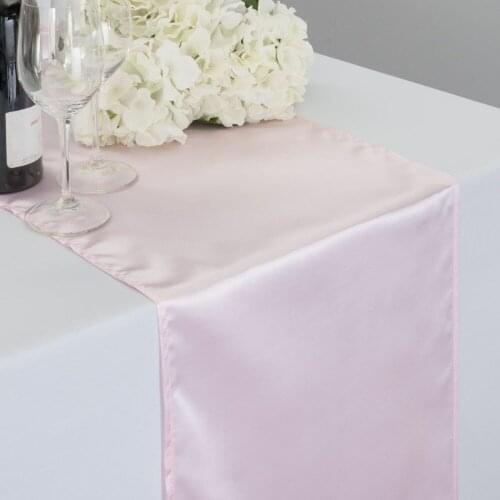 20Pcs Light Pink 12" x 108" Elegant Satin Table Runners Table Cloth for Wedding Party Banquet Decoration Free Shipping