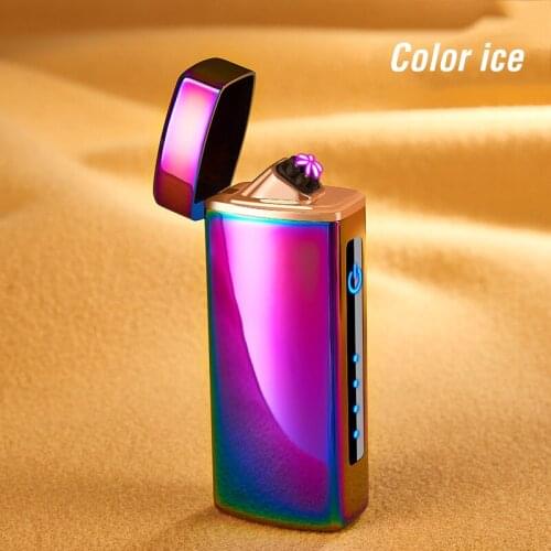 Luxury 6 ARC Usb Cool Lighter Touch Switch With Cigar Cutter Flameless Windproof Acendedor Eletrico Rechargeable Gadgets For Men