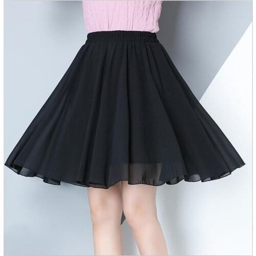 2021 Women Summer Chiffon Solid Mini Skirt 7 Color Casual Loose All-Match Elegant Sweet Skirt Vestido Plus Size Bottoms L-7XL