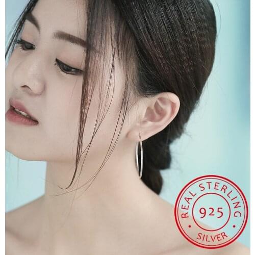 Big Big Size 60mm/6cm Real 925 Sterling Silver Hoop Earrings For Women Girls Circles Earrings Silver Round Earrings