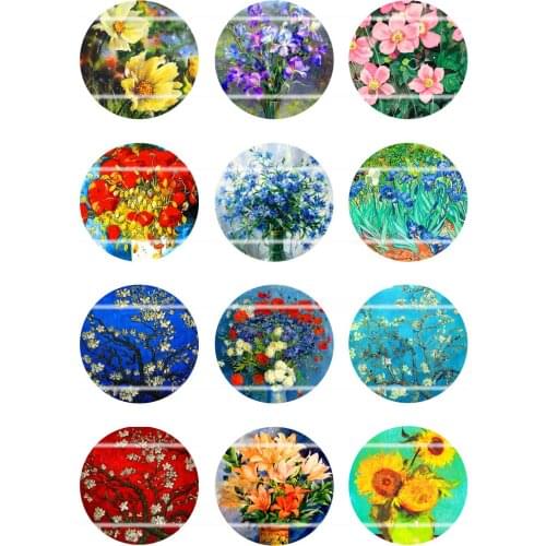 Handmade Colorful picture Round Glass Cabochons Refrigerator magnet for Necklace Decoration and Phone Chain Accessaries121