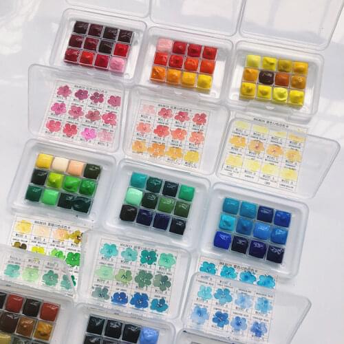 0.5/1ml high quality watercolor paint packaging box 12/24 color plastic box watercolor paint set painting supplies