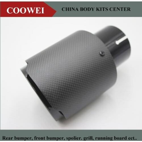 1pcs Carbon Fiber Matt Black Stainless Steel Universal Car Exhaust Pipe Tip Tailtip Car Exhaust Muffler