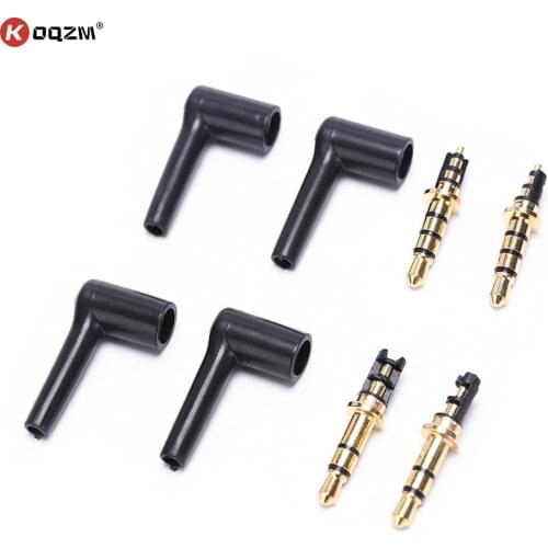 2pcs 90 Degrees 3.5mm Stereo Headset Plug Jack 3 4 Pole 3.5 Gold Plated Black Audio Plugs Jack Adaptor Connector