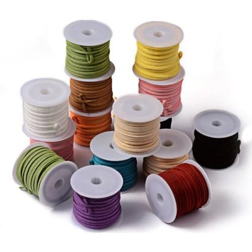 25rolls/bag Jewelry Findings Stringing Materials Faux Suede Cord, Mixed Color, 3x1.5mm; about 5m/roll