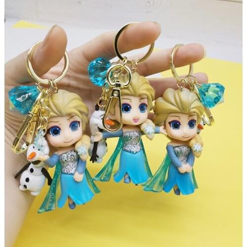 3pcs/set Disney Frozen Princess Elsa Ann Snowman Olaf Figure Model Keychain Q Version Frozen Bag Pendant Decoration Gifts New