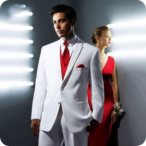 White Red Men Suits for Wedding Suits Slim Fit Formal Prom Man Custom Blazer Groom Wear Tuxedo Best Man Terno Masculino 3Pieces