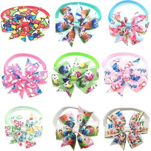 30/50pcs Pet Bow Tie Easter Rabbit Eggs Design Pet Dog Supplies Pet Products Dog Collar Decoration Accessories Dog Bow Tie