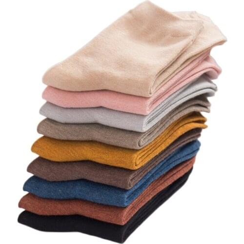 5 Pairs Spring Autumn Women Harajuku Solid Bamboo Socks Thin Candy Color Colorful Fiber Plain young girl with casual shoes