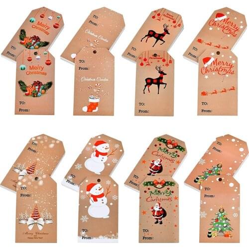 50-100pc Merry Christmas Tags Kraft Paper Card Gift Label Tag DIY Hang Tags Gift Decor Gift Card Christmas Favors Supplies