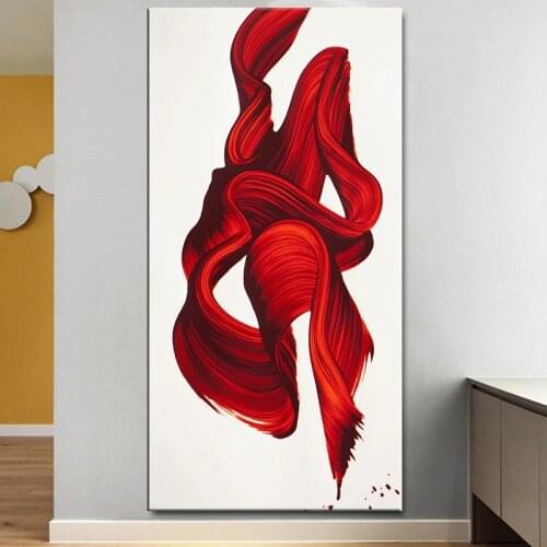 Abstract Red Canvas Painting On Wall Art Posters Prints Red Canvas Decorative Picture Cuadros For Living Room Home Decor