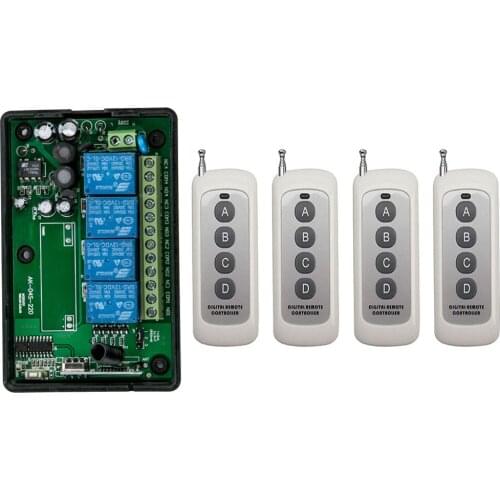 AC85v~250V 110V 220V 230V 4CH Wireless Remote Control System transmitter+receiver universal gate remote control /radio receiver