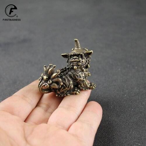 Antique Bronze Chinese Mythical Beast Pi Xiu Statue 1 Pcs Copper Animal Ornaments Lucky Home Feng Shui Living Room Decorations