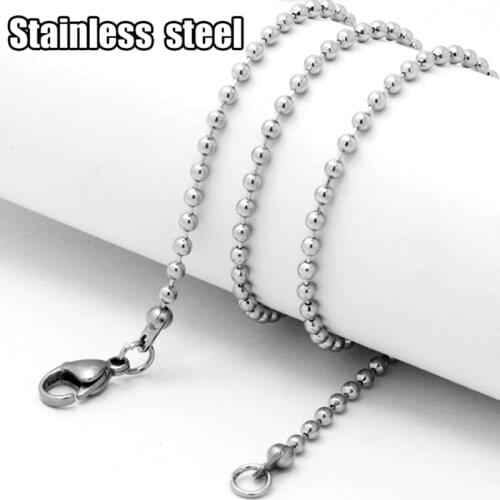2pcs Wholesale 45/50/55CM Stainless Steel Ball/Round Bead Chains With Connected Lobster Clasp Jewelry Settings For DIY Necklace