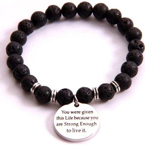 Black Beads You Were Given This Life Because You Are Stone Strand Bracelet Wristband for Women Men Bracelet Jewelry