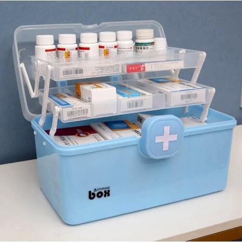 Household medicine box Multi-layer large-capacity portable medical emergency standing medicine Small medicine box Family medicin
