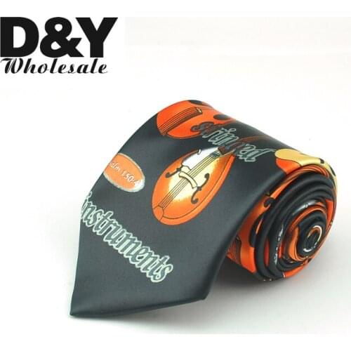 Mens Tie Necktie 3.5 Inch Fashion "Violin" Design Mix Polyester Woven Classic Cravat Party Gift Music Dropshipping Brand Design