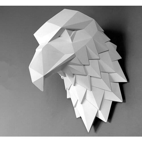 Geometry 3D Eagle Head Wall Decoration Hanging Wall Animal Head Resin Pendant Resin Wall Ornaments Home Accessories, Best Gift