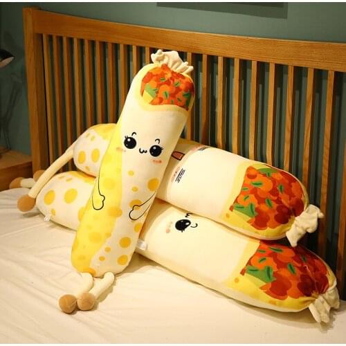 Hot 100-165cm Nice Huggable Cartoon Long Toast Bread Plush Toy Stuffed Food Toast Pillow Sleeping Bolster Creative Gift for Kids