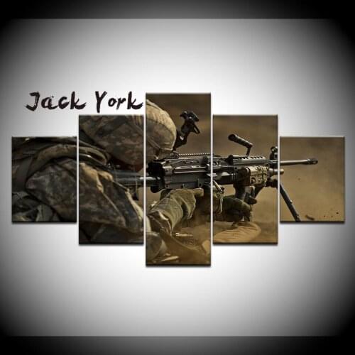 Canvas Painting The army shot war 5 Pieces Wall Art Painting Modular Wallpapers Poster Print for living room Home Decor