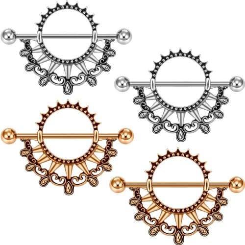 2PCS Stainless Steel Angel Wing Nipple Piercing Ring Bow Key Nipple Piercing Heart Sexy Body Jewelry Tepel Pircing Pezon Mujer