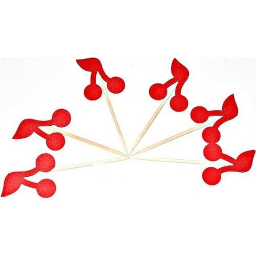 Red Cherries Glitter Cupcake Toppers bridal shower Picks birthday Party Food Picks wedding cake topper