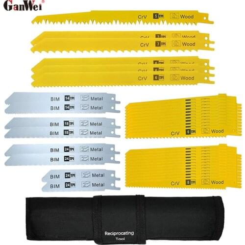 GanWei 36PCS Reciprocating Saw Blades Pruning Saw Blade for Wood Metal Plastic Sawsall Blades Set for DeWalt Bosch Makita Etc