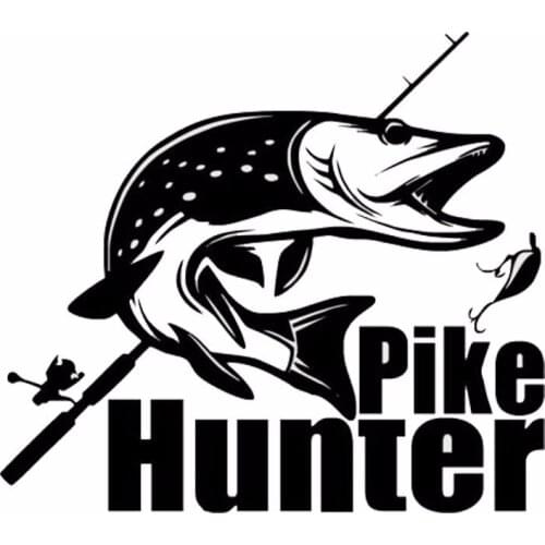 Fashion Pike Hunter Fishing Bite Car Stickers Tuna Gold Fish Decals Accessories for Universal Car Motorcycle,22cm*19cm