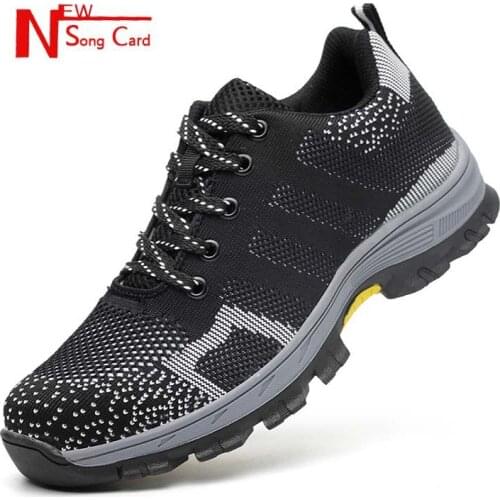 New song card Mens Breathable Anti-slip Work Safety Shoes Outdoor Men Steel Toe Cap Puncture Proof Construction Safety Boots