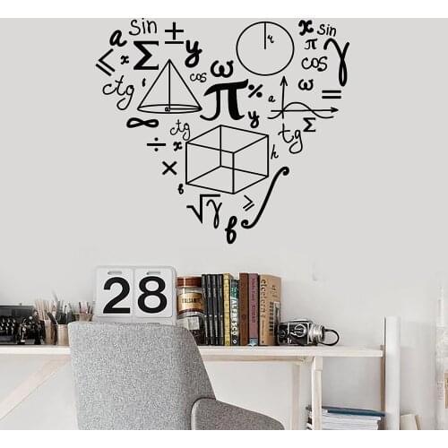 Mathematics Love Pattern Wall Stickers For School Math Vinyl Wall Decal Decor Teen Room Classroom Decoration Art Murals W406