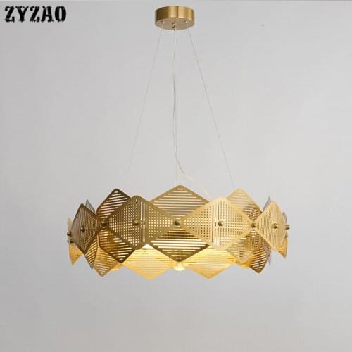 Nordic Postmodern Luxury Gold Circle Pendant Lights Living Room Simple Iron Art Deco Hanglamp Creative Home Decor Light Fixtures