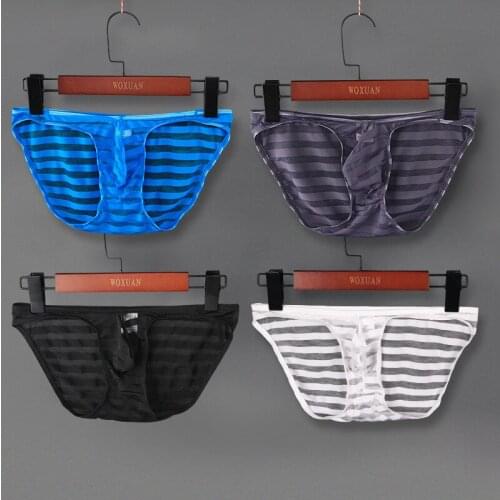 Sexy Men Mesh See Through Transparent Bikini Man Briefs Penis Pouch U Convex Underwear Slip Homme Nylon Male Gay Underpants