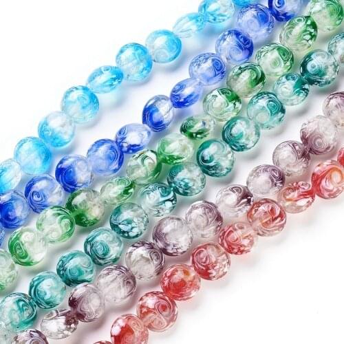 4 Strand Flat Round Handmade Gold Sand Lampwork Beads 12mm 16mm Mixed Color for jewelry making DIY Bracelet Necklace Decor