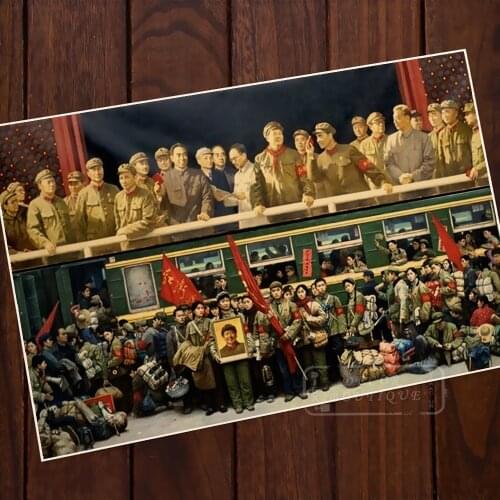 Chairman Mao revolutionary party communism Retro Vintage Canvas Painting Frame Poster DIY Wall Home Bar Posters Home Decor Gift