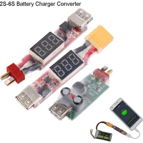 2S-6S Lithium Battery Charger Converter T Plug XT60 Plug With Voltage Display for Xiaomi Phone Ipad HTC