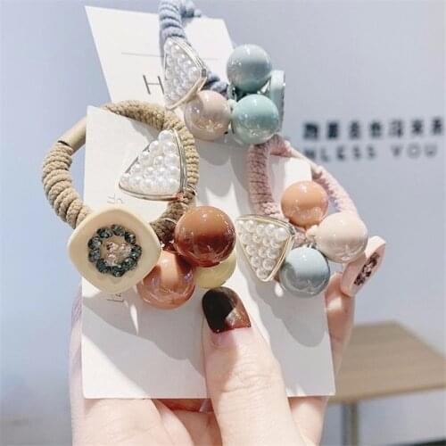 Korean Elegant Pearl Hair Ropes Bracelet Scrunchie Women Elastic Hair Rubber Bands Accessories For Girls Tie Hair Ring Headdress
