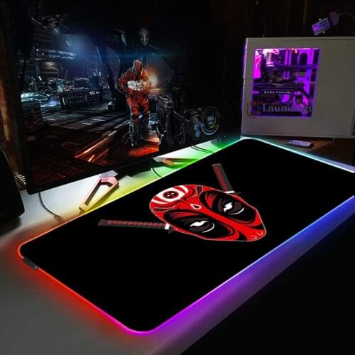 Rgb Gaming Desk Mat Hot Pad Anime Mouse Pad Xxl Mousepad Gamer Girl Desktops for Computer Setup Accessories Luminous Mausepad