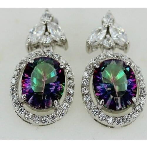 SHUNXUNZE Luxury vintage Charms Engagement Wedding Earrings For Women christmas gifts Rainbow Cubic Zirconia Rhodium Plated R715