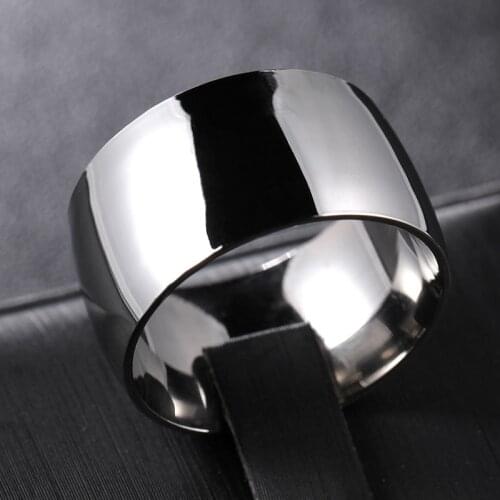 MANGOSKY 12mm Width Silver Titanium Ring for Men and Women Personalized Ring Customize Ring Engraved Ring