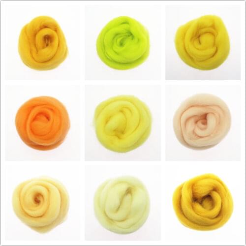 50/100g/ Yellow Color Series Wool Fibre Flower Animal Wool Felting Handmade Spinning DIY Craft Materials Tool Felt Felting Wool