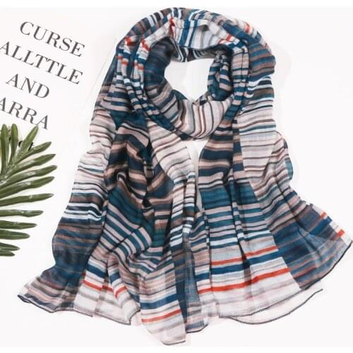 2020 New Beautiful Stripe Print Scarves And Shawls Long Soft Colorful Stripe Scarf Wrap Hijab 7 Color Free Shipping